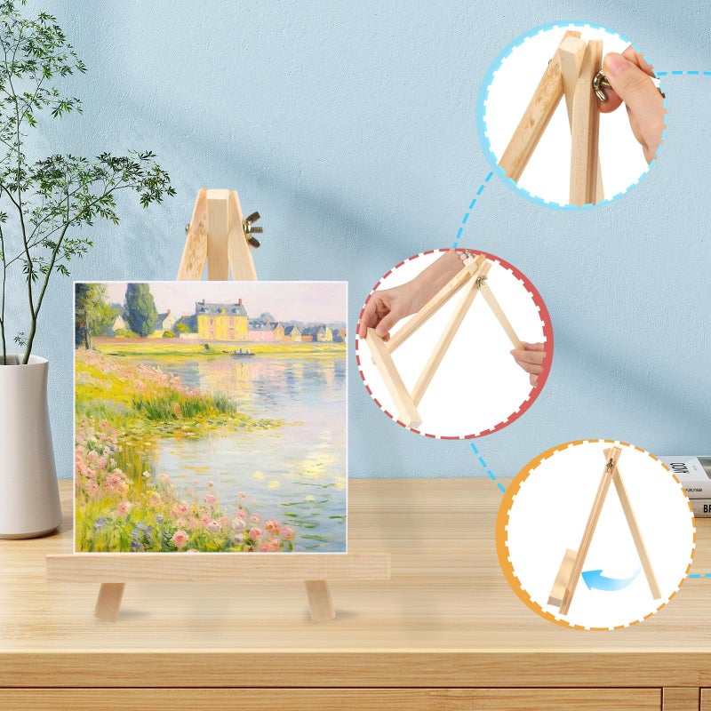 DSUWAZU 10PCS 9 Inch Wood Easels  Tripod  Painting Party Easel  Kids Student Tabletop Easels for Painting  Easel Stand for Painting Canvases  Portable Canvas Photo Picture Sign Holder. - Image 4